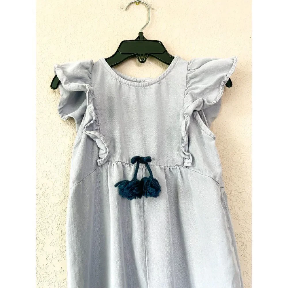 Zara Girls Periwinkle Jumpsuit Romper with Ruffles Size 3-4
